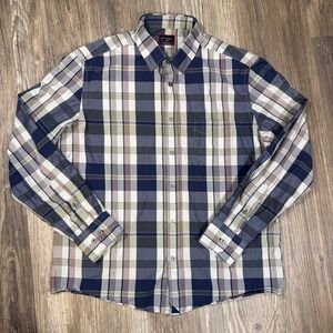 UNTUCKit Americana Preppy Plaid Button Down Shirt Navy Red White Green Cotton L